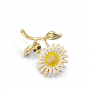 Broches flower White-yellow-gold