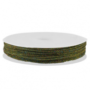 Macram&eacute; gevlochten draad 1mm Dark green-multicolour metallic