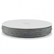 Macram&eacute; gevlochten draad 1mm Dark grey-silver metallic