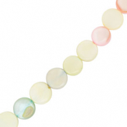 Schelp kralen flat round Multicolour pastel