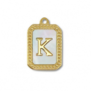 Bedel van Stainless steel Roestvrij staal (RVS) shell letter K Gold-white (natuurlijke kleur)