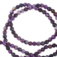 Natuursteen kralen agaat 3mm facet geslepen Dark purple