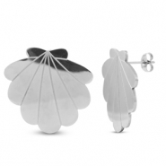 Oorbellen van Stainless steel Roestvrij staal (RVS) oorstekers shell Silver