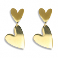 Oorbellen van Stainless steel Roestvrij staal (RVS) oorstekers heart Gold