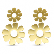 Oorbellen van Stainless steel Roestvrij staal (RVS) oorstekers flower Gold