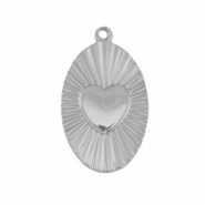 Bedels van Stainless steel Roestvrij staal (RVS) heart Silver