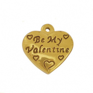 Bedels van Stainless steel Roestvrij staal (RVS) heart Gold