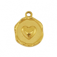 Bedels van Stainless steel Roestvrij staal (RVS) heart Gold