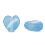 Glas kralen Cat's Eye heart Blue