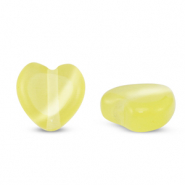 Glas kralen Cat's Eye heart Yellow