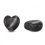 Glas kralen Cat's Eye heart Anthracite
