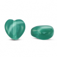 Glas kralen Cat's Eye heart Dark green