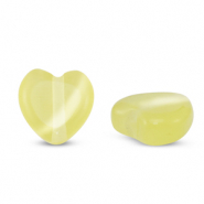 Glas kralen Cat's Eye heart Yellow