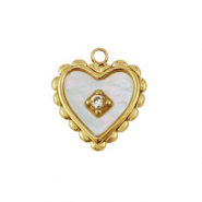 Bedel van Stainless steel Roestvrij staal (RVS) shell heart Gold-white (natuurlijke kleur)