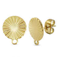 Benodigdheden van Stainless steel Roestvrij staal (RVS) oorbellen / oorsteker round with loop Gold