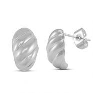 Oorbellen / oorstekers van Stainless steel Roestvrij staal (RVS) twisted Silver