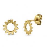 Oorbellen / oorstekers van Stainless steel Roestvrij staal (RVS) flower Gold