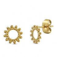 Oorbellen / oorstekers van Stainless steel Roestvrij staal (RVS) flower Gold