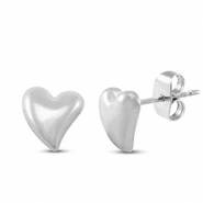 Oorbellen / oorstekers van Stainless steel Roestvrij staal (RVS) heart Silver