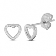 Oorbellen / oorstekers van Stainless steel Roestvrij staal (RVS) heart Silver