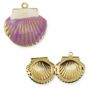 Brass TQ metaal bedels shell Gold-purple