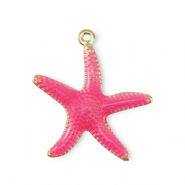 Brass TQ metaal bedels starfish Gold-dark pink