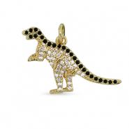 Brass TQ metaal bedels zirkonia dinosaur Gold-black