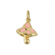 Brass TQ metaal bedels mushroom Gold-light pink