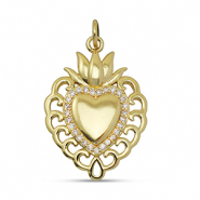 Brass TQ metaal bedels zirkonia heart Gold