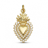 Brass TQ metaal bedels zirkonia heart Gold