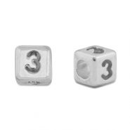 Metaal letterkralen DQ 3 Antiek zilver (nikkelvrij)