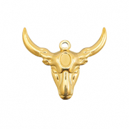 Bedels van Stainless steel Roestvrij staal (RVS) Texas longhorn skull Gold