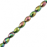 Kralen van hematite ovaal 5mm facet geslepen Green-pink-AB coating