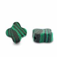 Kralen natuursteen calciet clover Green-black