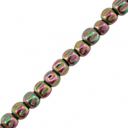 Kralen van hematite cube 4mm Green-pink-AB coating