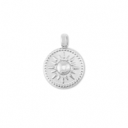 Bedels van Stainless steel Roestvrij staal (RVS) round with sun Silver