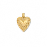 Bedels van Stainless steel Roestvrij staal (RVS) heart Gold