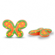 Kralen van acryl butterfly Orange-green-yellow