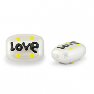 Kralen van acryl "love" Pearl-black-yellow