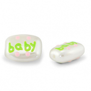 Kralen van acryl "baby" Pearl-light green-light pink