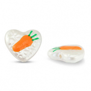 Kralen van acryl heart with carrot Pearl-orange-green