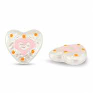 Kralen van acryl heart Pearl-light pink-orange