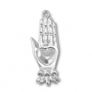 Metaal bedels hand with heart Silver