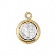 Metaal bedels round with saint Silver-gold