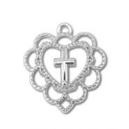 Metaal bedels heart with cross Elisabeth Silver