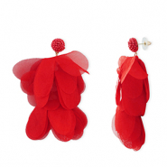 Musthave oorbellen/oorstekers chiffon bloem Red-gold