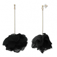 Musthave oorbellen/oorstekers chiffon bloem Black-gold