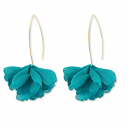 Musthave oorbellen chiffon bloem Teal green-gold