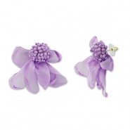 Musthave oorbellen/oorstekers chiffon bloem Lavender-gold