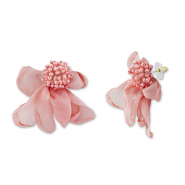 Musthave oorbellen/oorstekers chiffon bloem Peach pink-gold